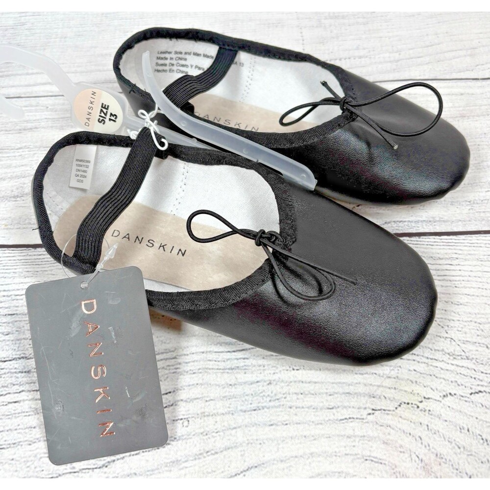 Danskin Little Girls Size 13 Ballet Flats Slippers Dance Shoes Black NEW NWT